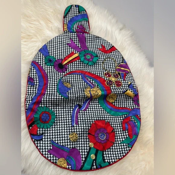 Christian Dior Vintage Lingerie /Hosiery Bag Rare!Houndstooth Ribbon Logo Print